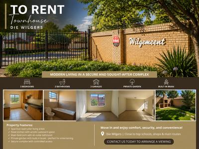 Townhouse For Rent in Die Wilgers, Pretoria