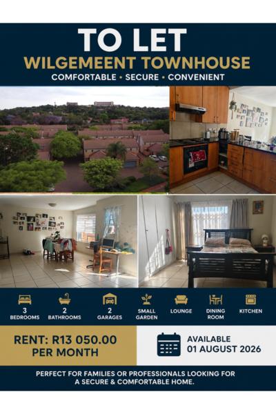 Property For Rent in Die Wilgers, Pretoria